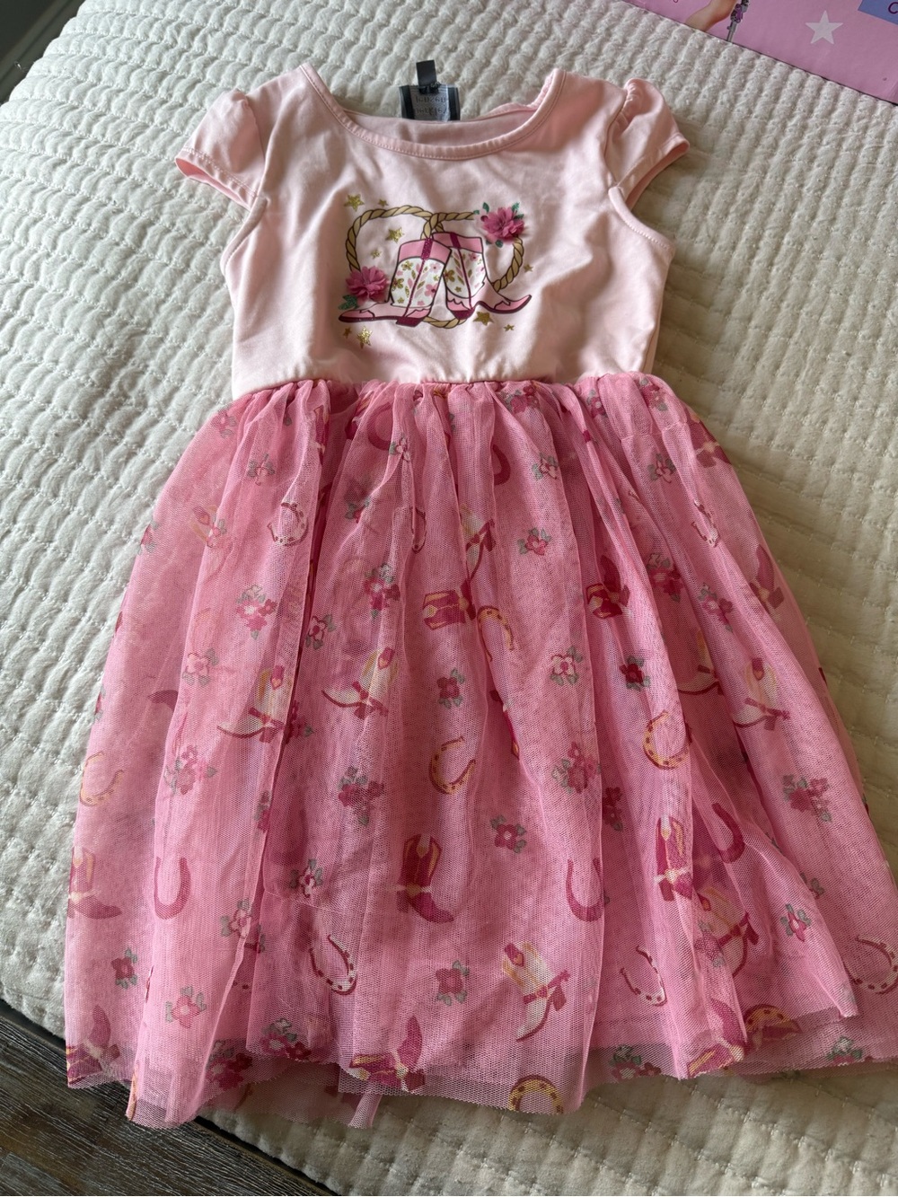 Pink Pony & Horseshoe Tulle Dress for Girls